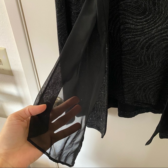 Beautiful two piece sparkling black long sleeve blouse - Picture 5 of 11